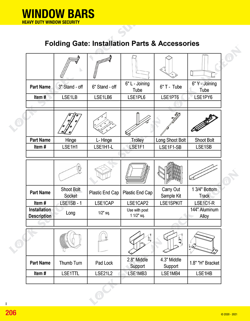 Window Bars-Folding Gate-Installation Parts and Accessories-Heavy Duty Window Security Acheson