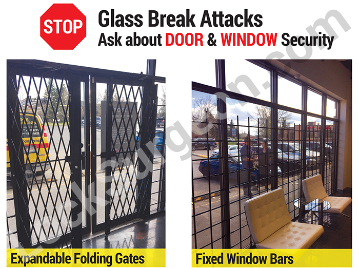 Calgary Stop glass-break events with Expandable Security Gates.