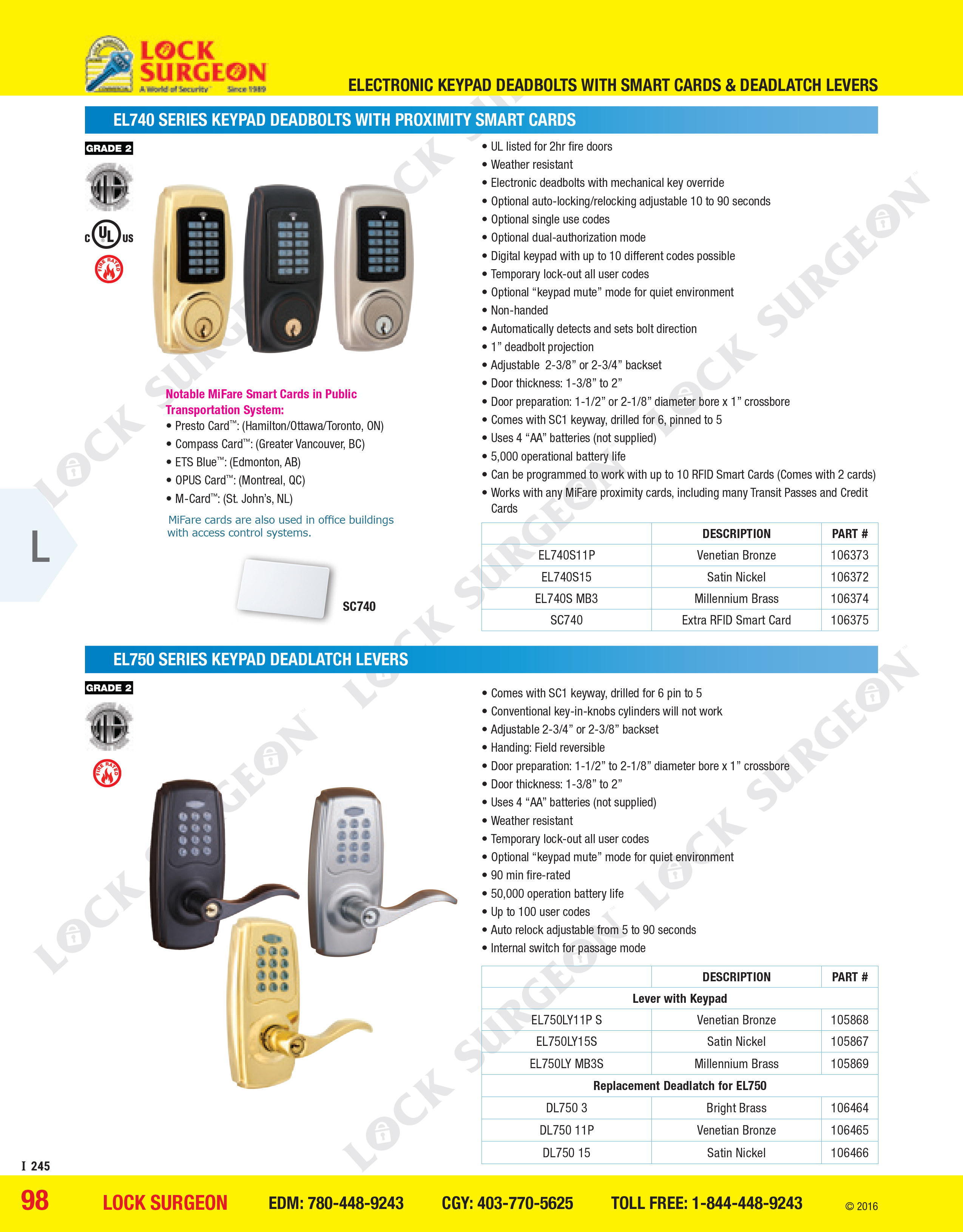 Push-button entry complete with key overide and smartcards at Lock Surgeon.