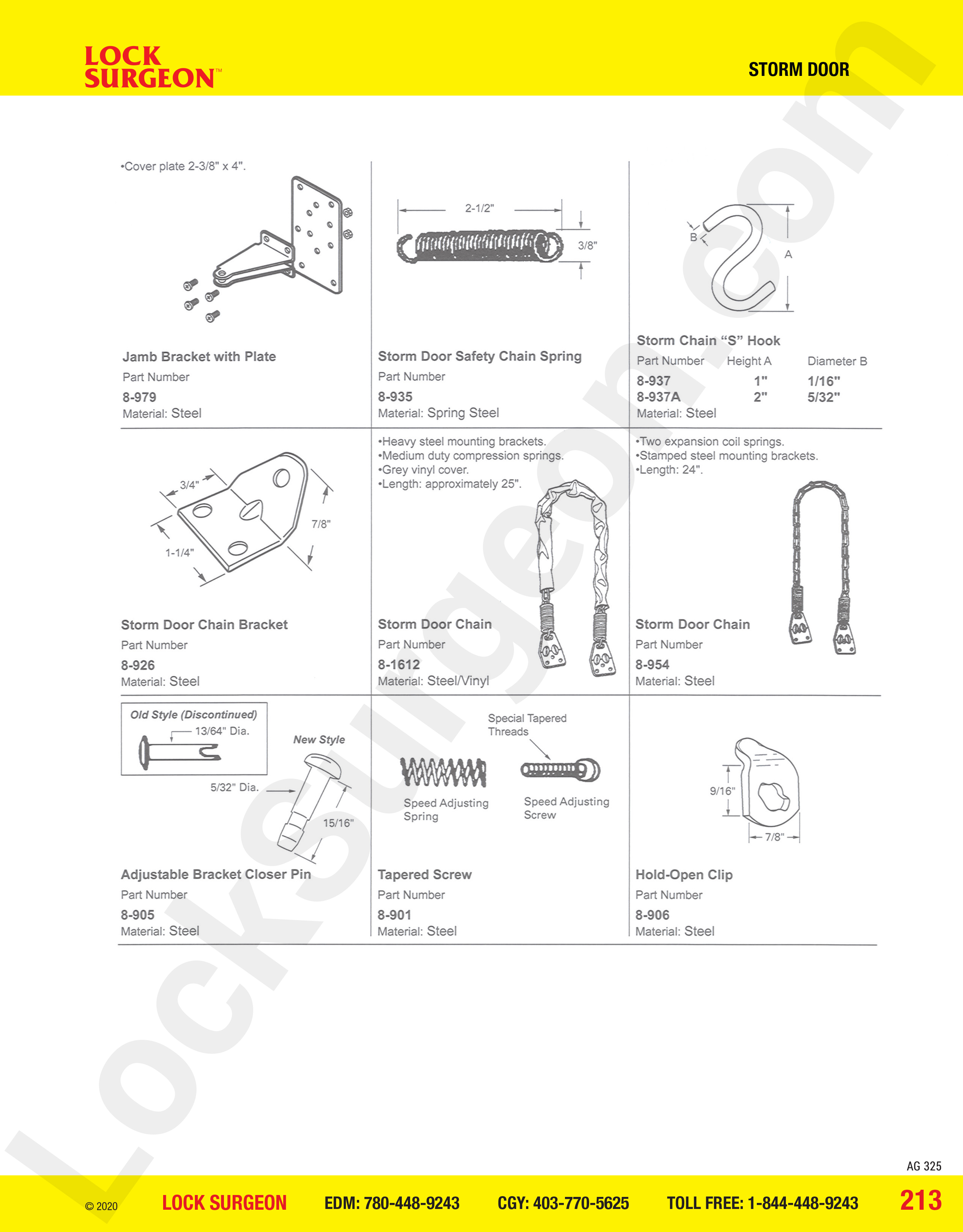 Storm Door brackets and chains jamb brackets with plate safety chain springs storm chain hooks