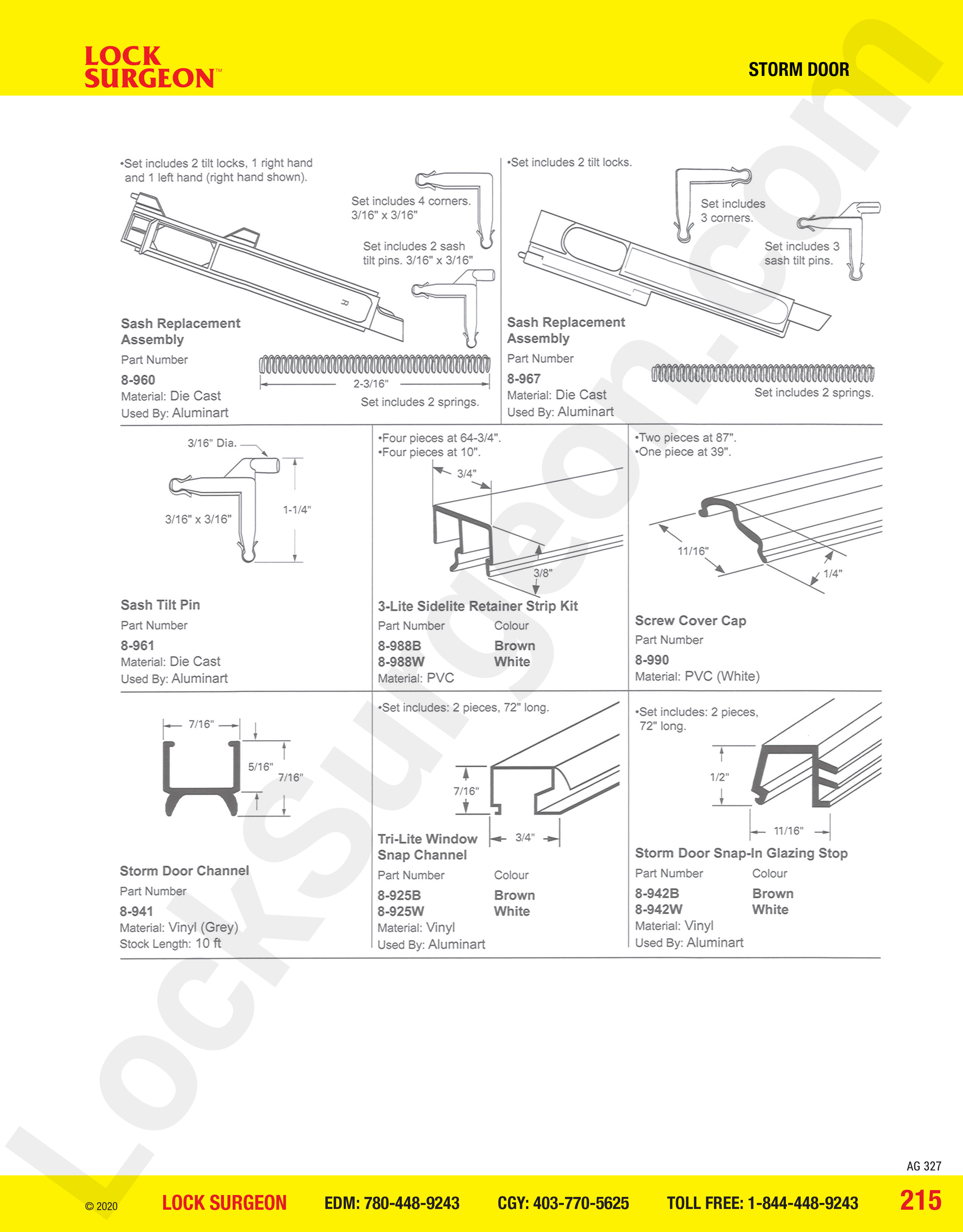 sash replacement assembly, Aluminart sash replacement assembly, sash tilt pin, retainer strip kit