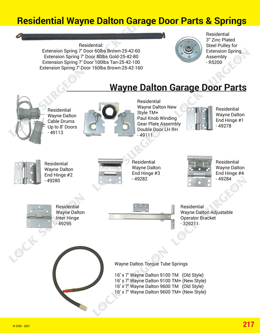 Acheson Garage door parts residential extension-coils zinc-plated steel-pulley wayne dalton.