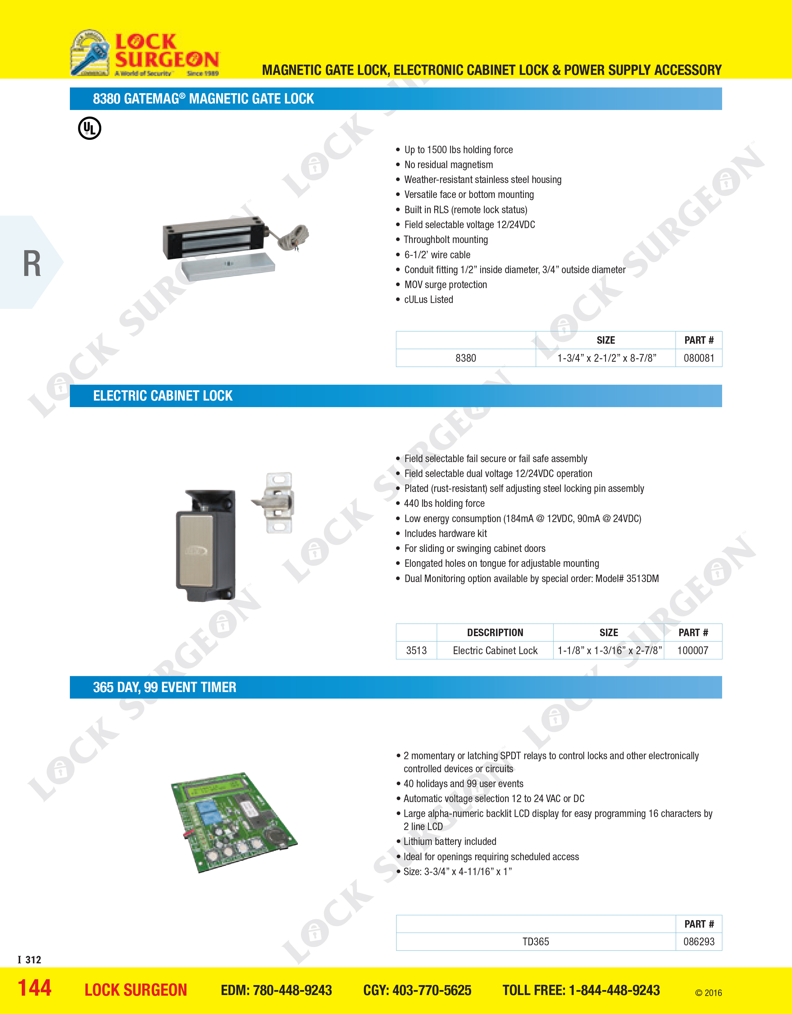 Acheson Magnetic Gate Lock, Electronic Cabinet Lock and Power Supply Accessory.