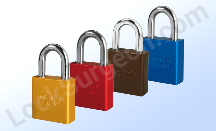 American Lock padlock series A1205 solid aluminum padlock wide powder-coated body at Lock Surgeon.