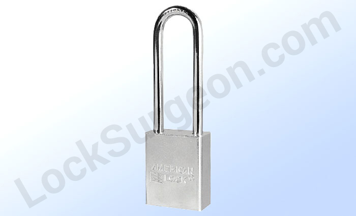 Rekeyable solid steel rectangle padlocs by American Lock sold by Lock Surgeon Acheson mobile techs.