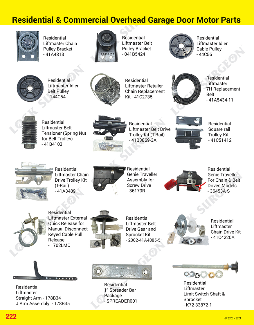 Garage door motor parts pulley bracket cable pulley-drive-gear & sprocket kit.