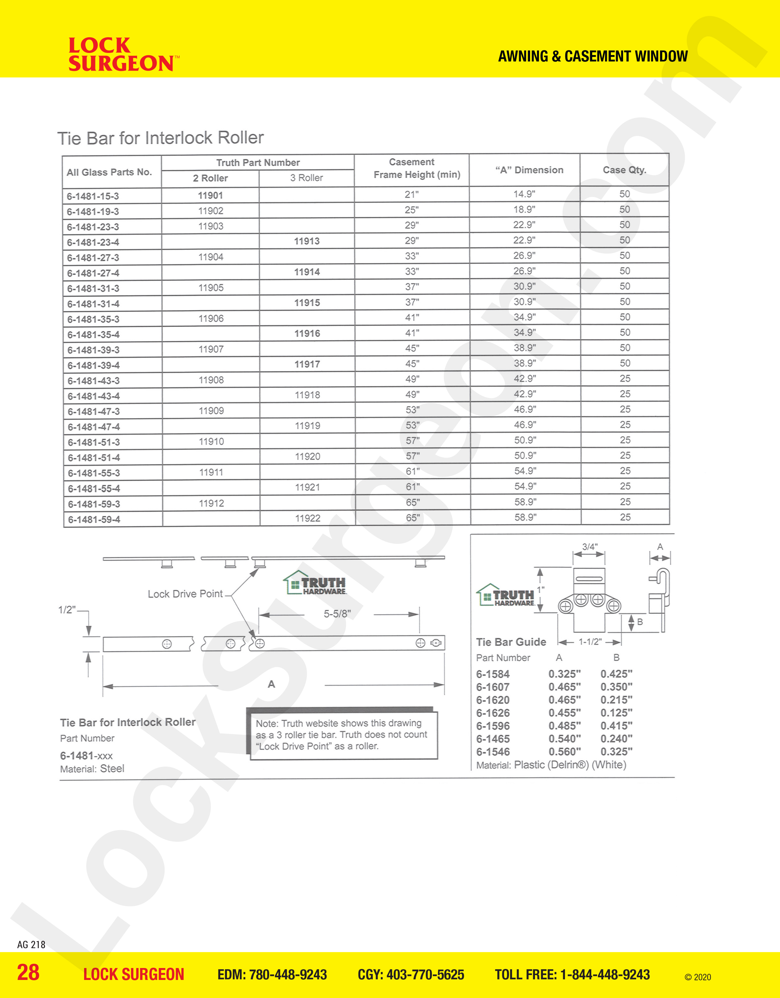 awning and casement window parts for interlock rollers.