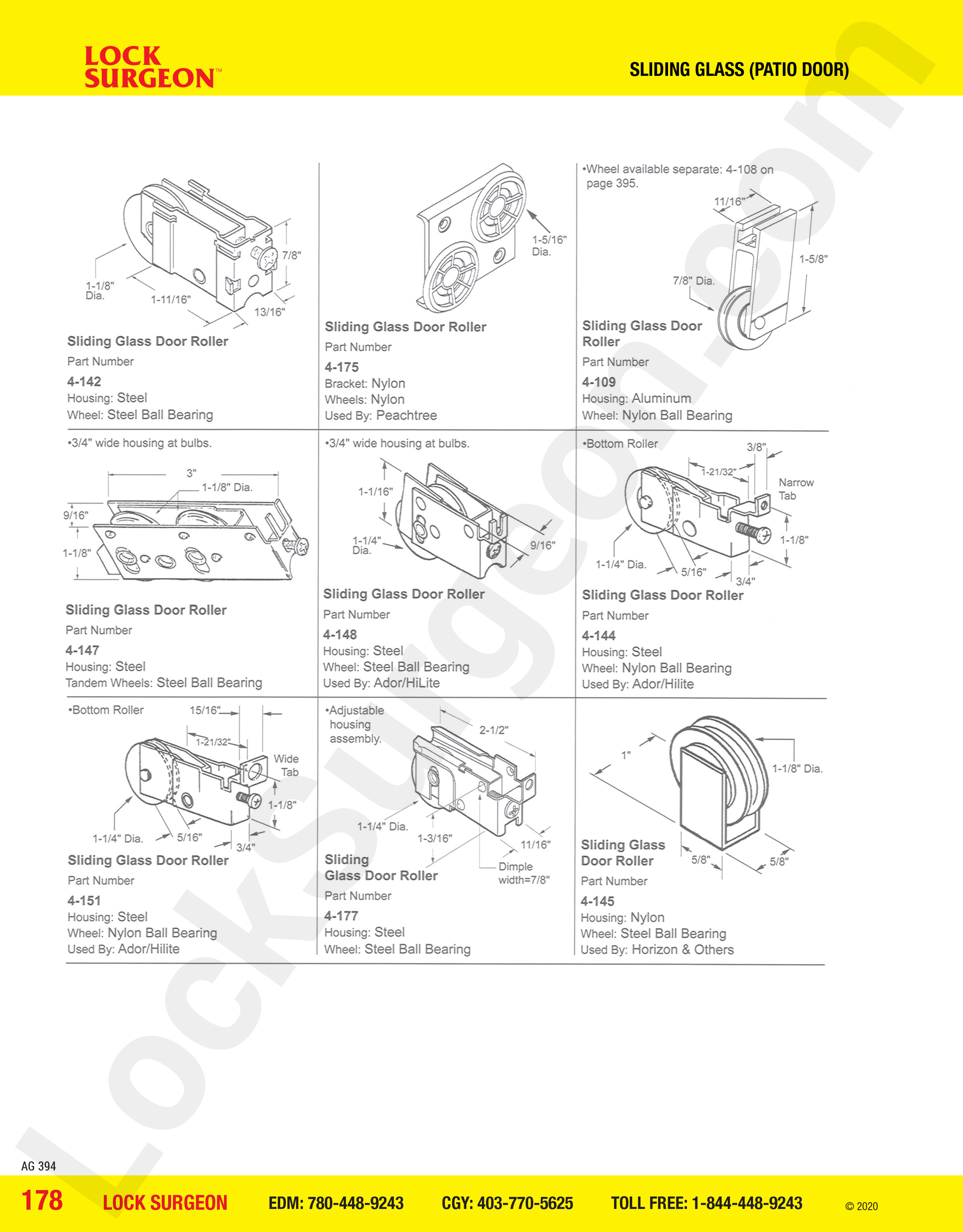 Sliding Glass and Patio Door rollers