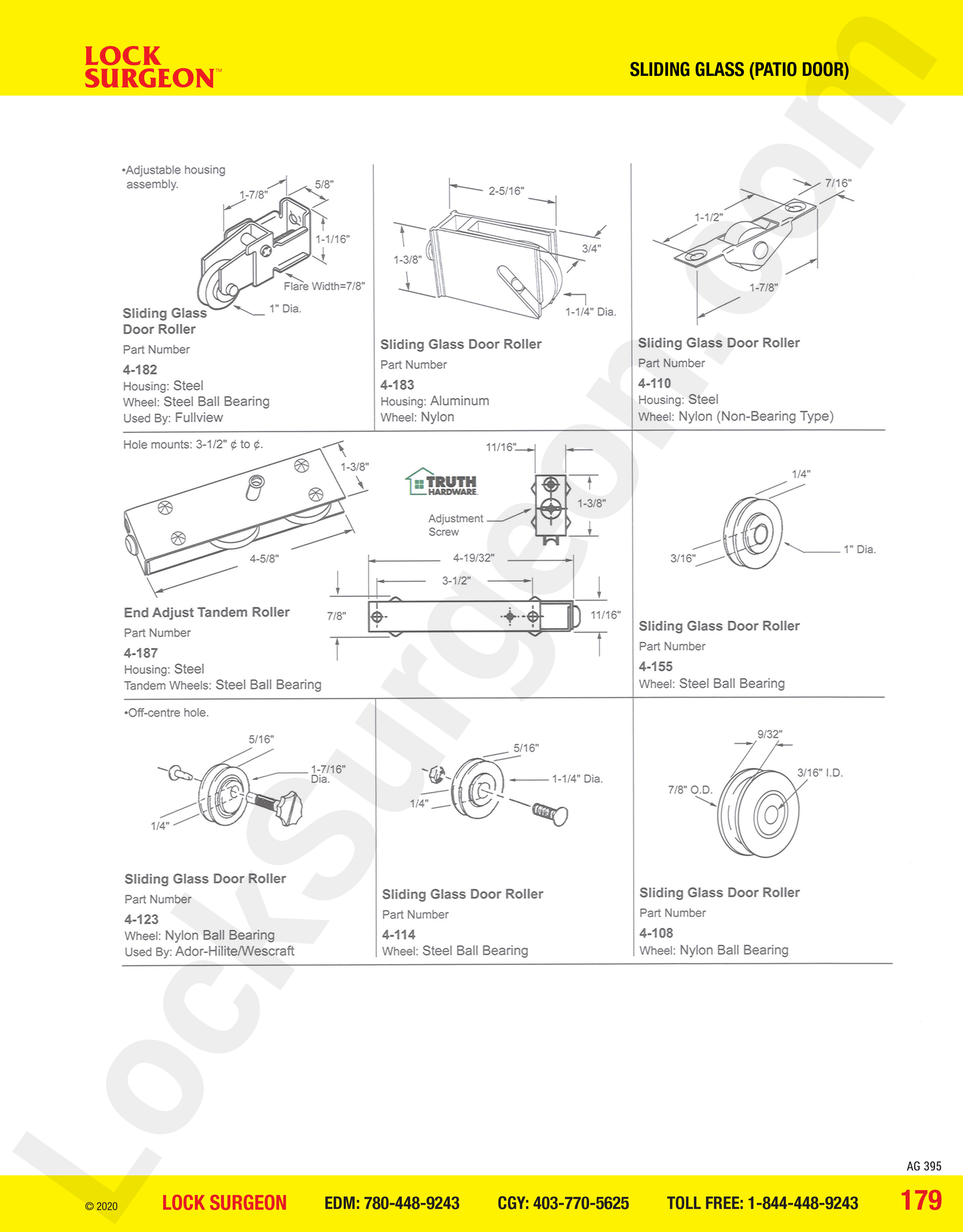 Sliding Glass and Patio Door rollers