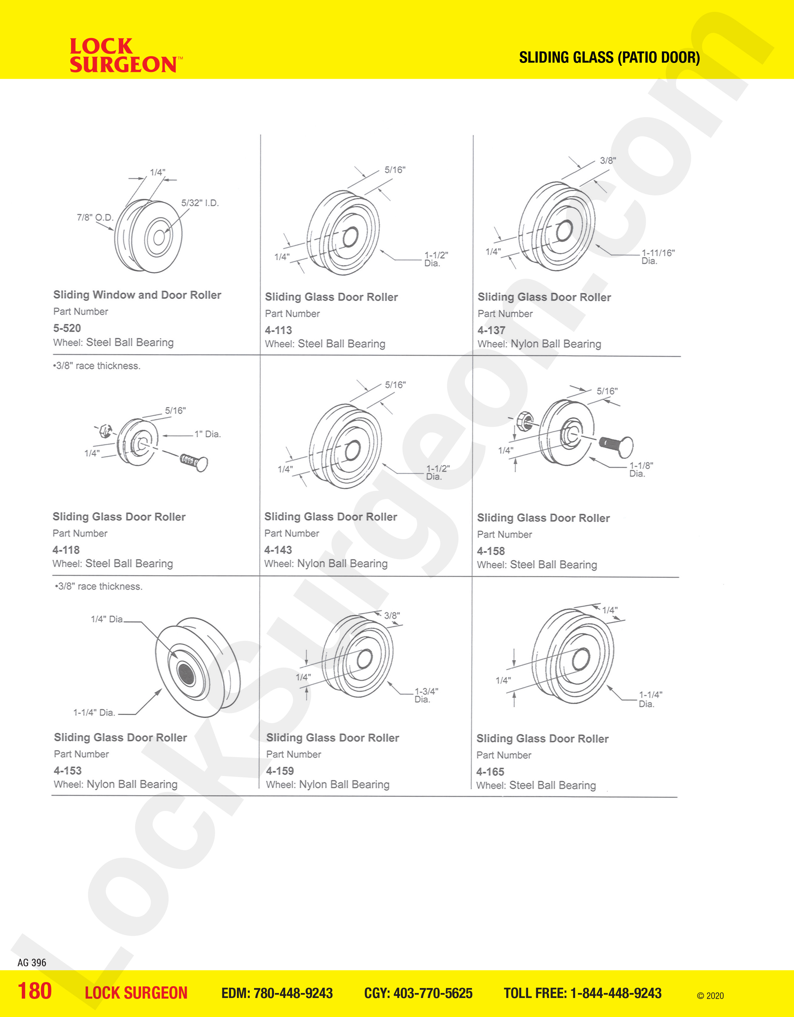 Sliding Glass and Patio Door rollers