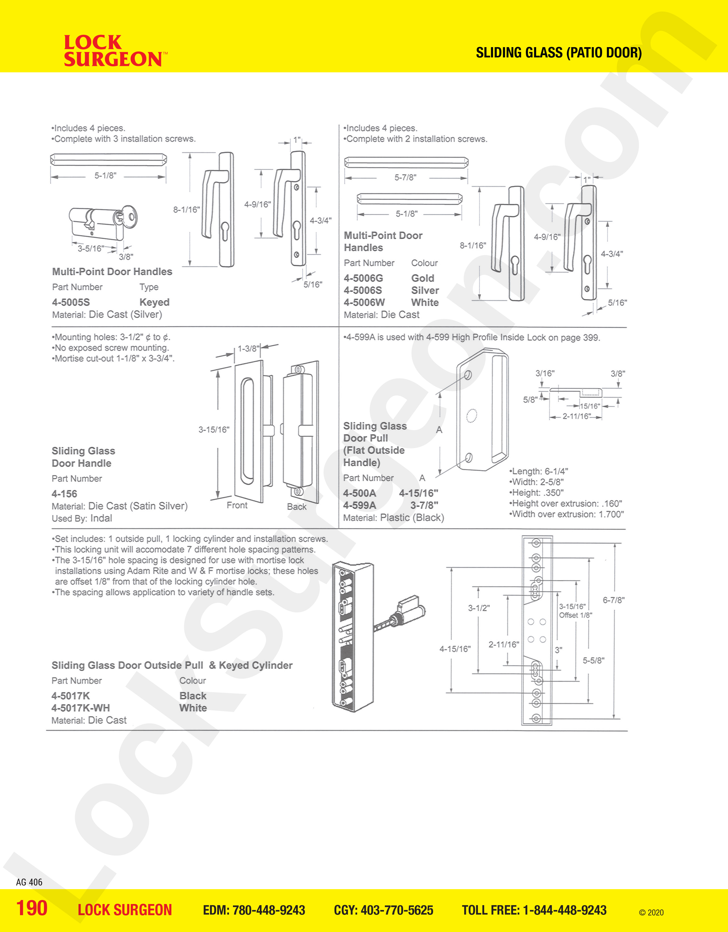 Sliding Glass and Patio Door multi-point door handles