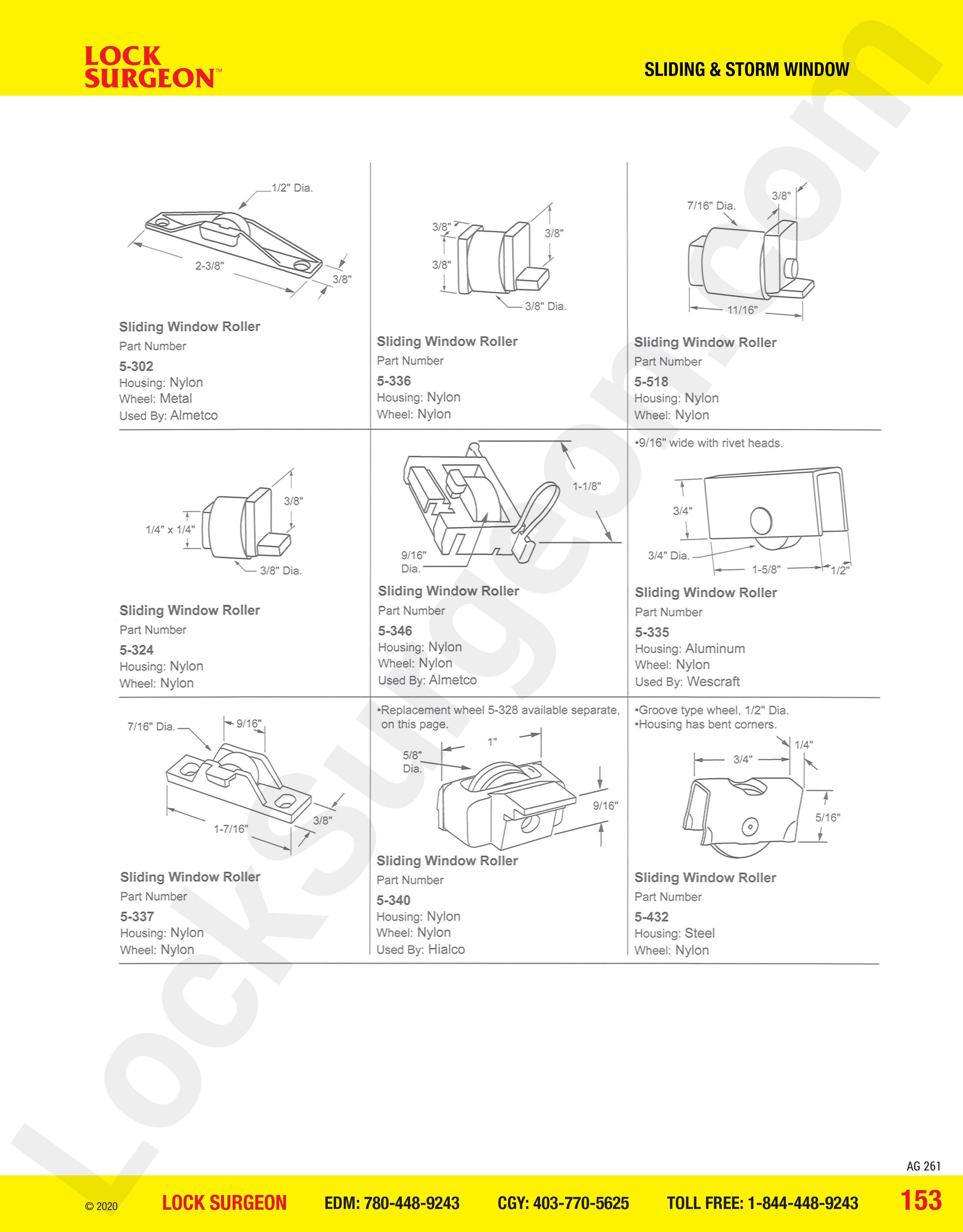 Sliding and Storm Window sliding window rollers