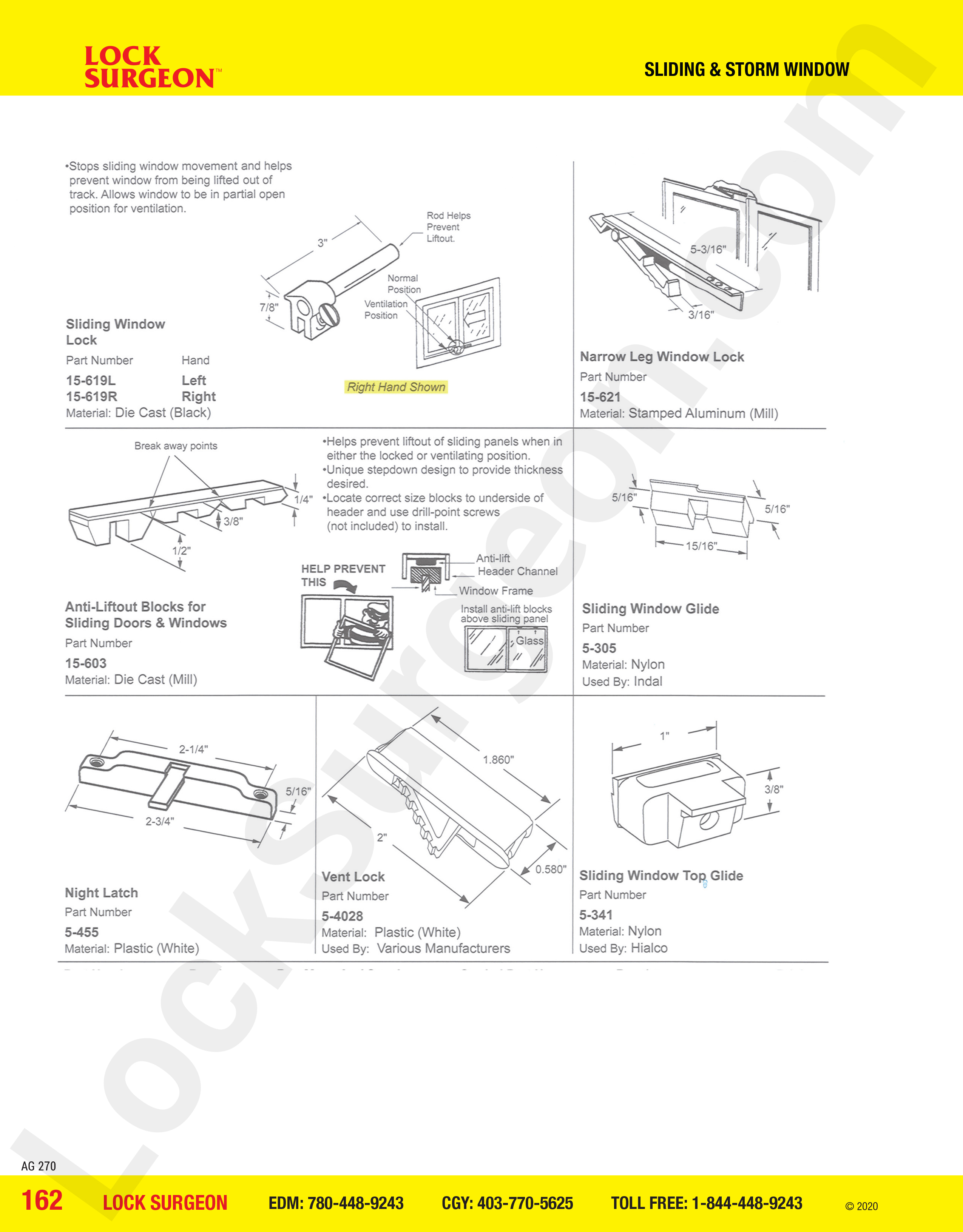 Sliding and Storm Window miscellaneous parts