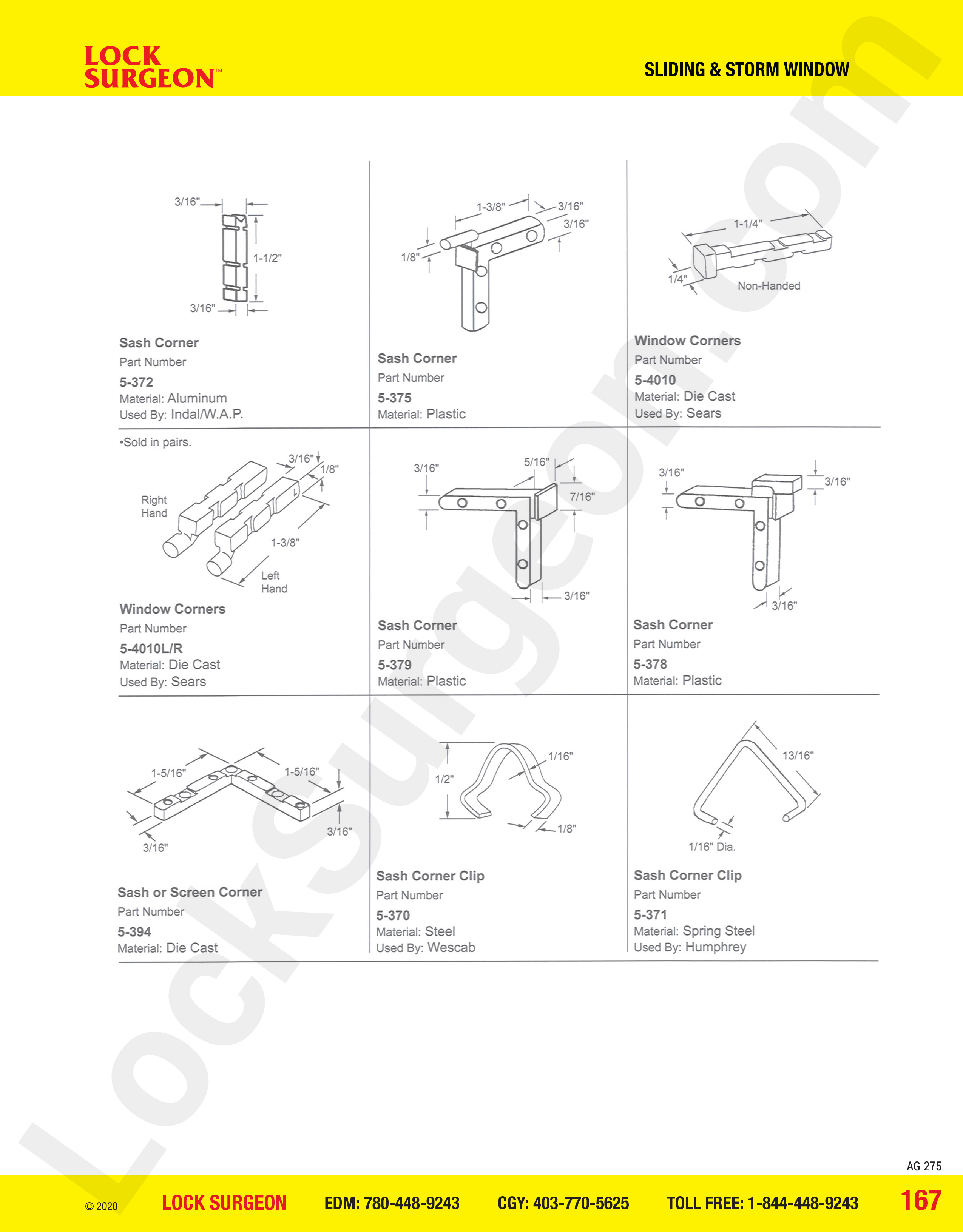 Sliding and Storm Window sash and window corners