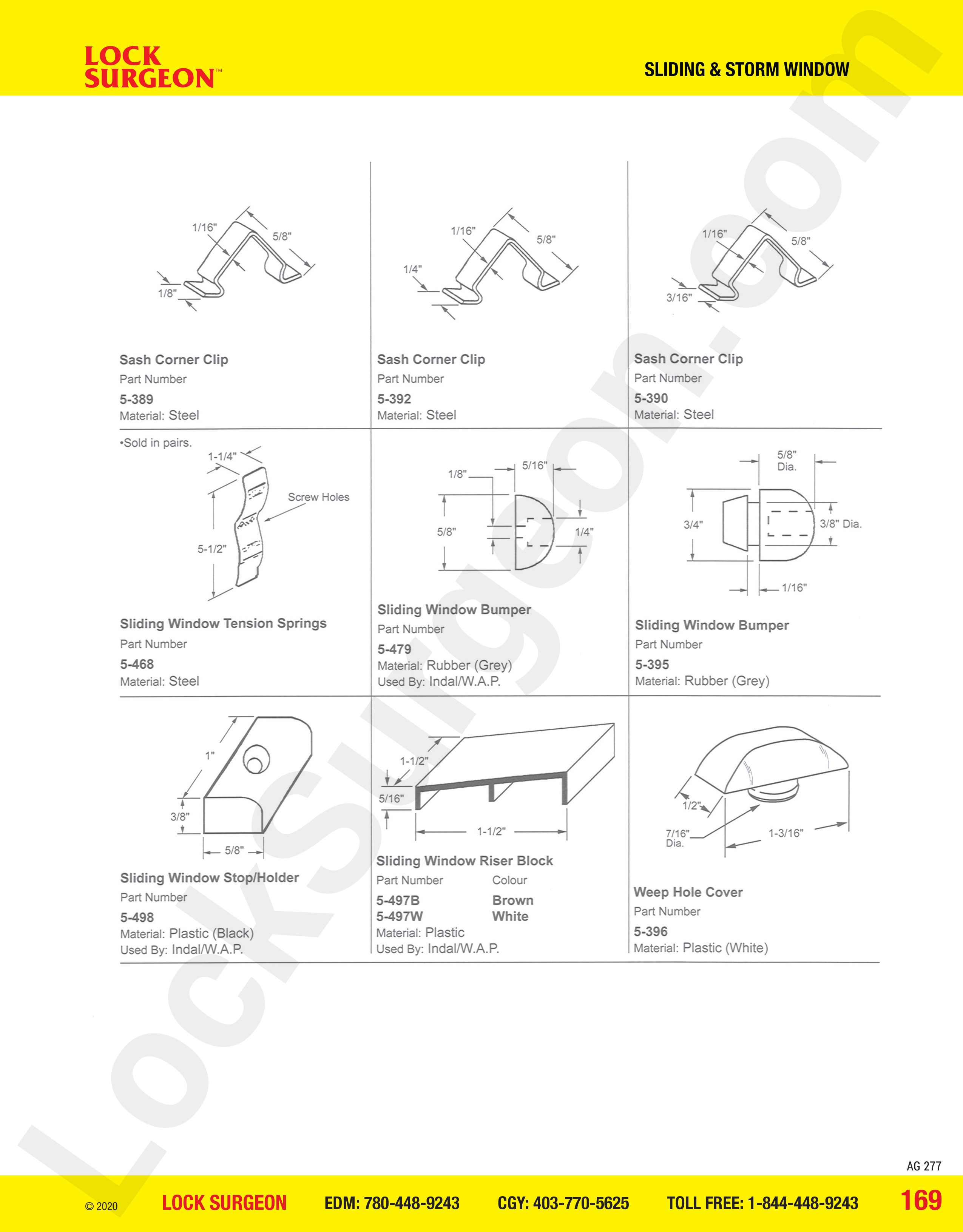 Sliding and Storm Window sash corner clips