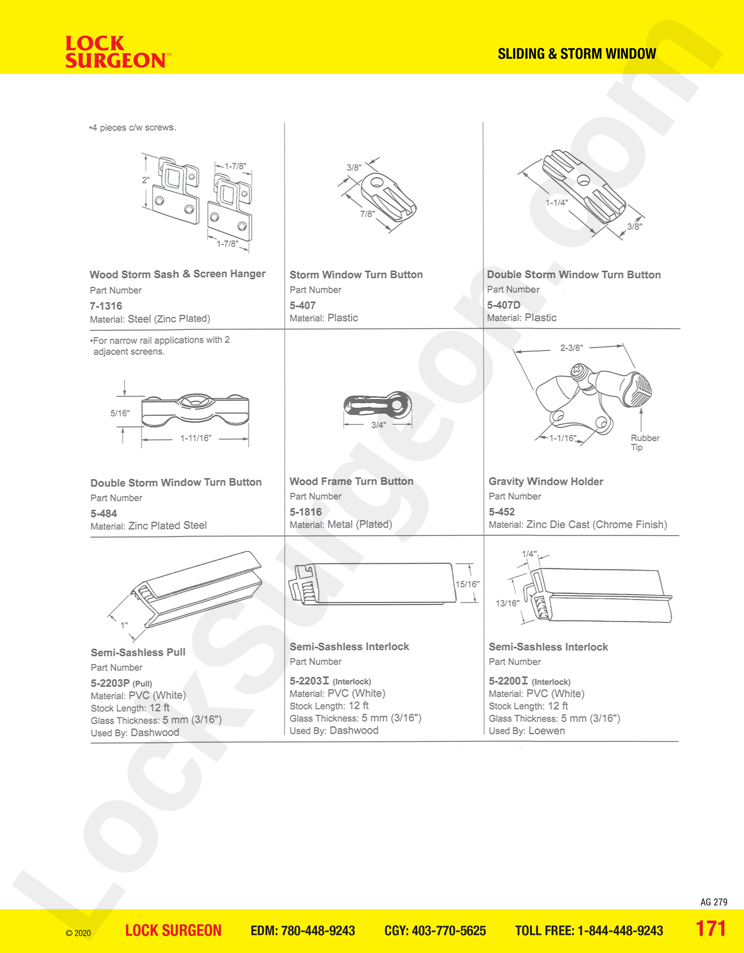 Sliding and Storm Window turn buttons