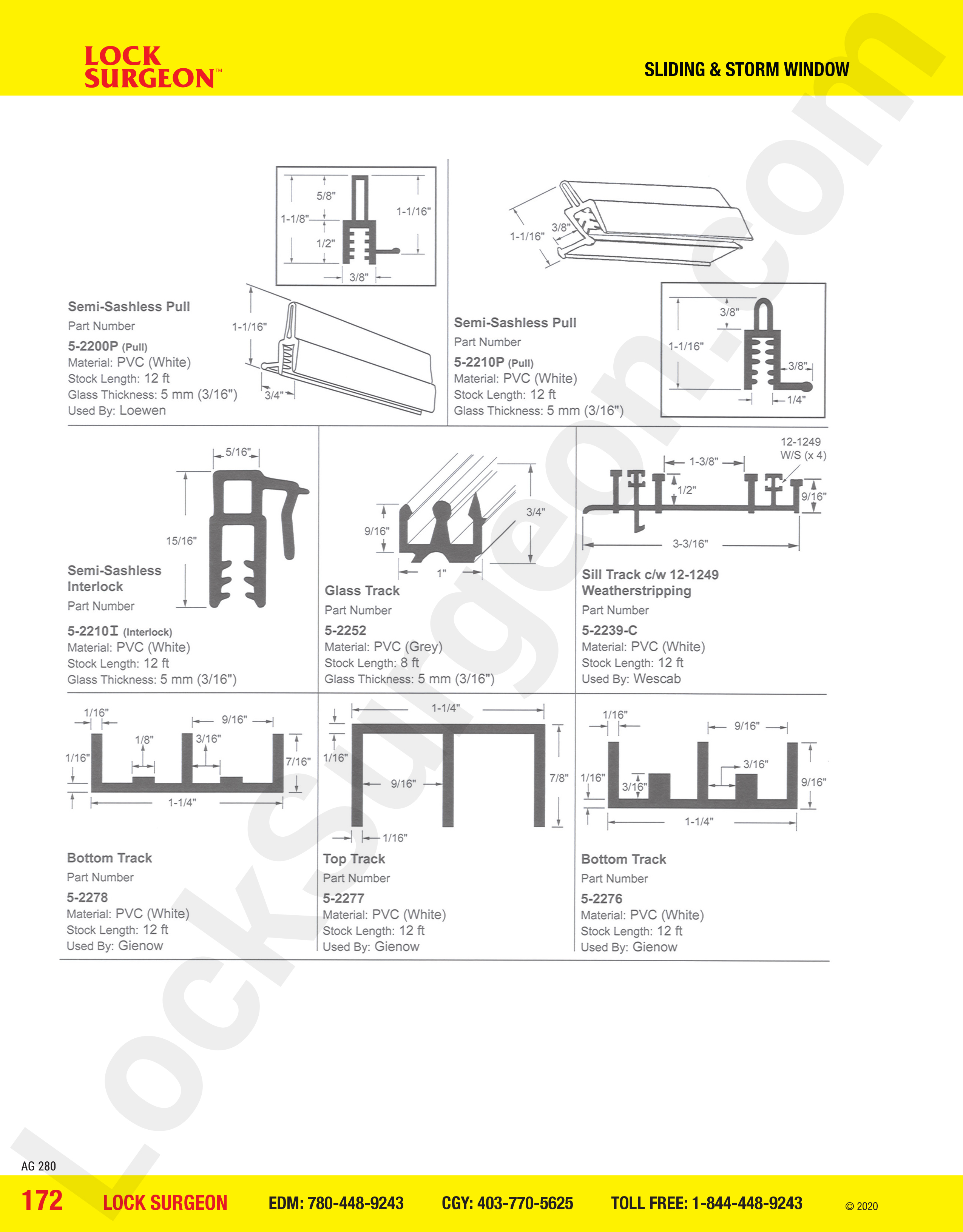 Sliding and Storm Window tracks, pulls and interlocks