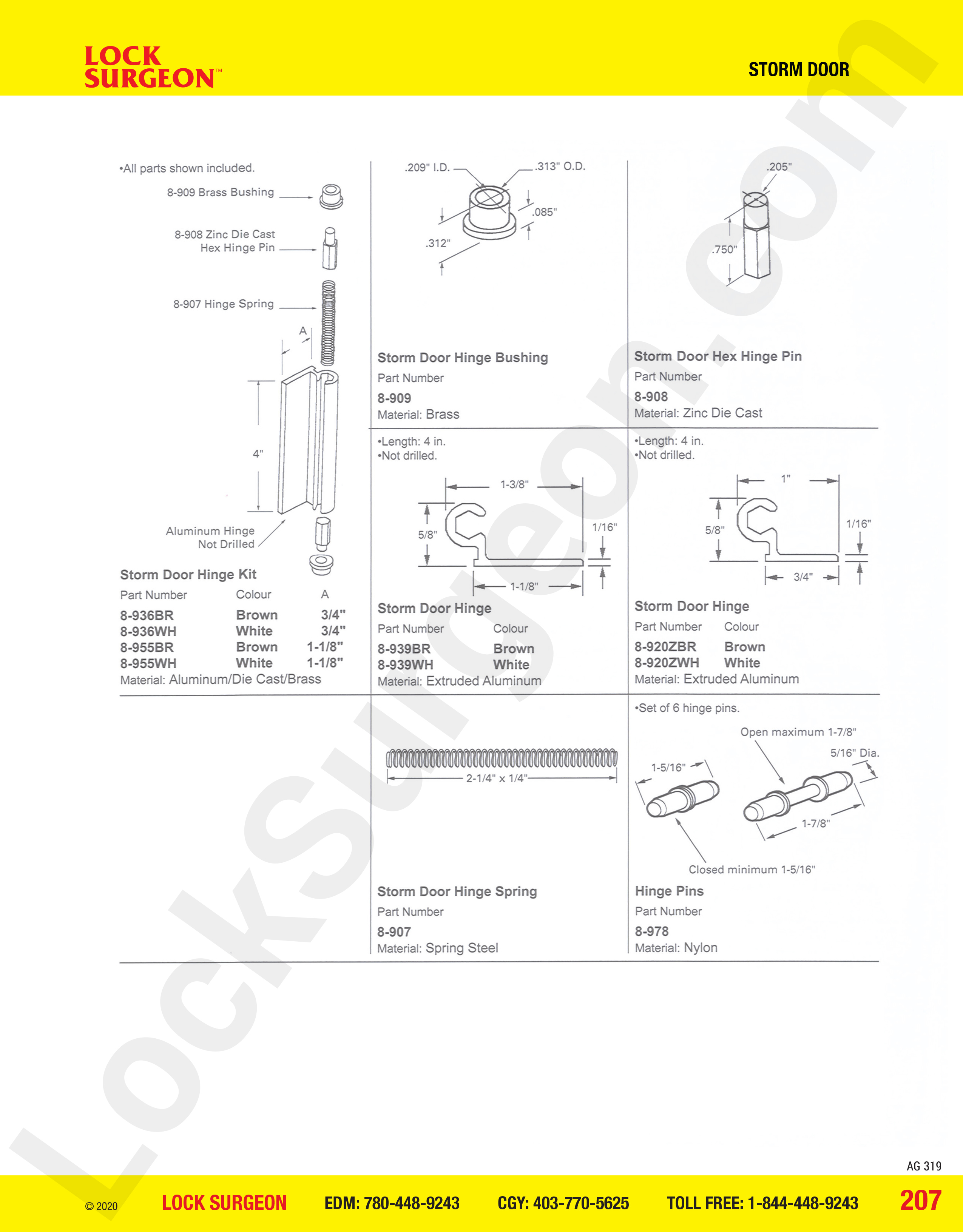 Storm Door hinge parts