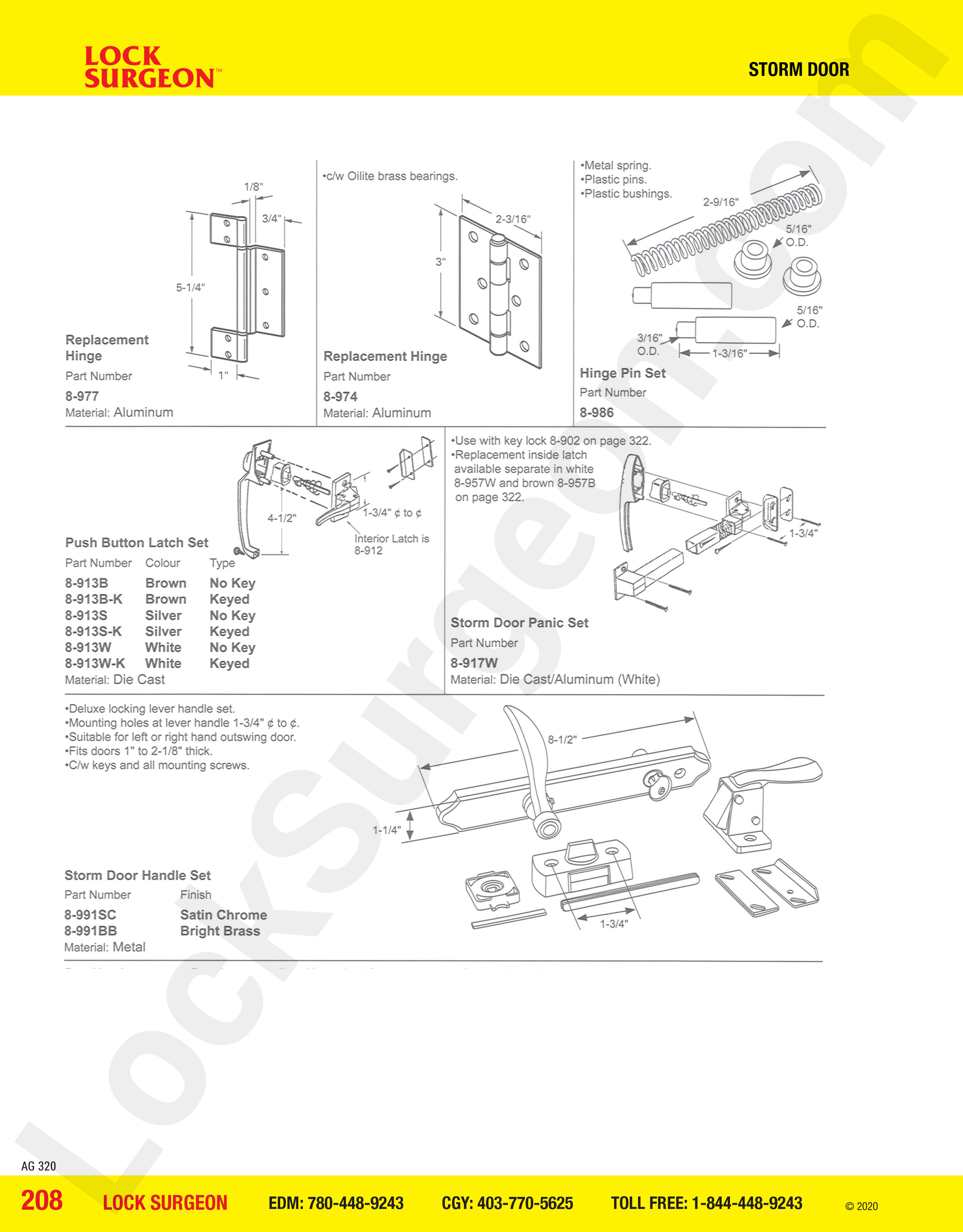 Storm Door part sets