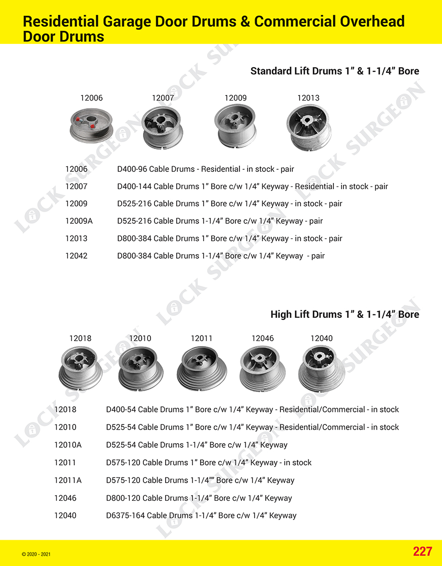 Calgary residential garage door drums and commercial overhead door drums.