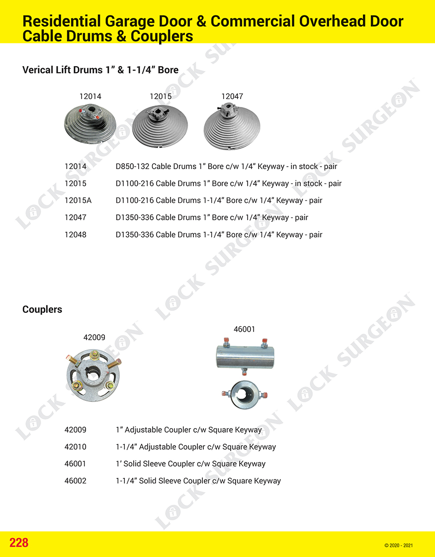 Residential garage door and commercial overhead door cable drums and couplers Calgary.