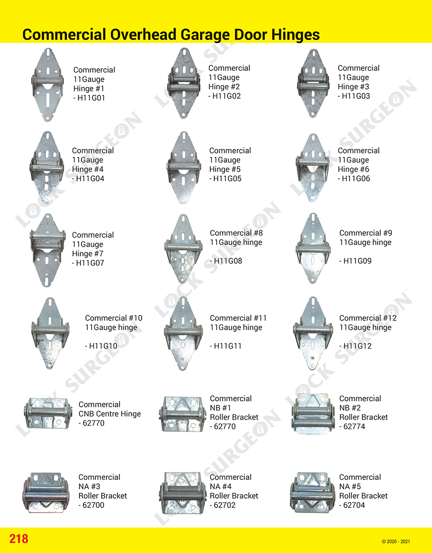 Commercial overhead garage door hinges Calgary.