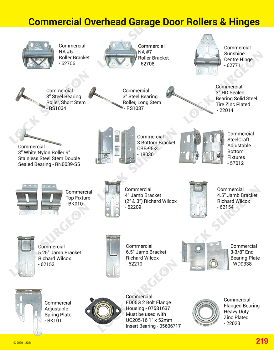 Calgary commercial overhead garage door rollers and hinges.