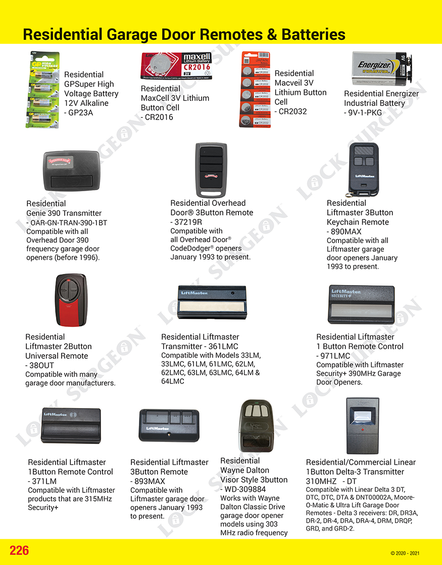 Residential garage door remotes and batteries Calgary.