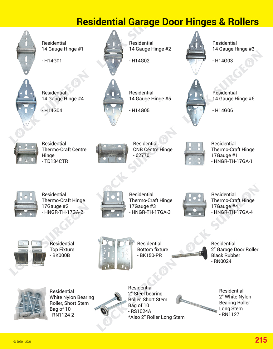 Calgary residential garage door hinges and rollers.