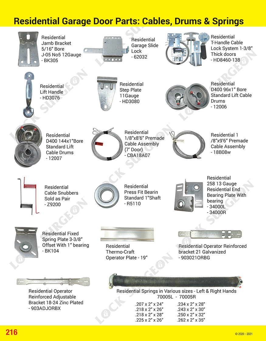 Residential garage door parts cables drums and springs Calgary.