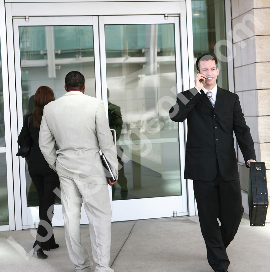 properly working glass aluminum storefront commercial entry doors.