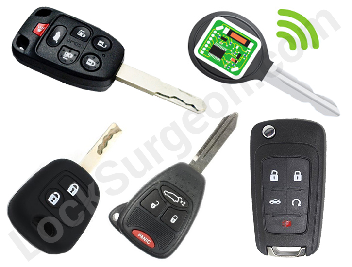 Car chipkeys and car remotes sold and programmed at Lock Surgeons Calgary shop.