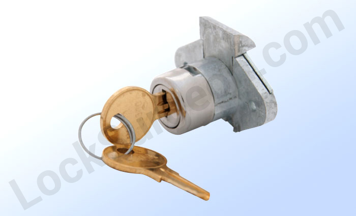Diamond-back drawer lock complete with bolt and spring latch.