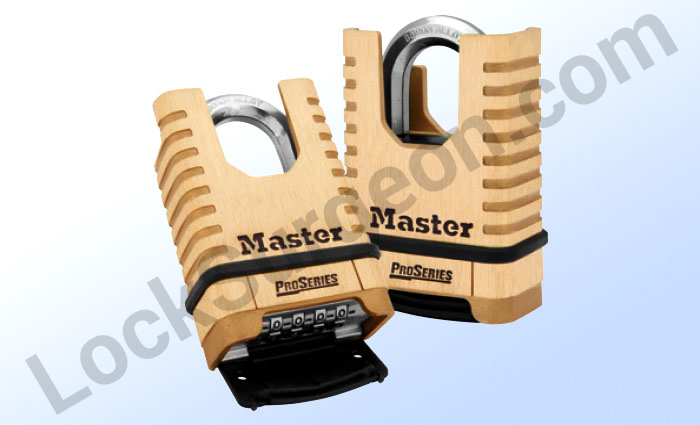 Master Lock series 1177 padlock with shackle protector.