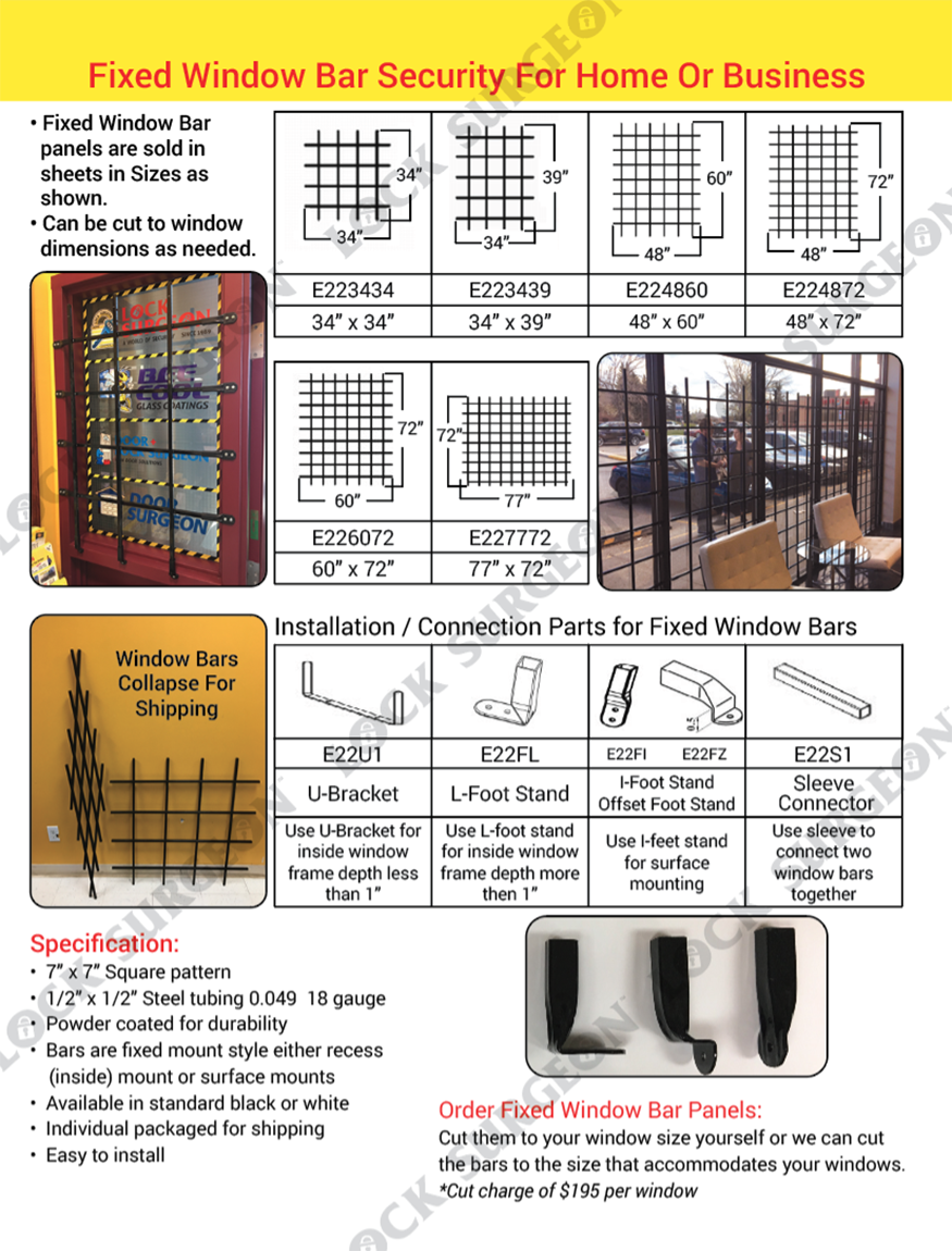 Calgary fixed window security bars for home or business.