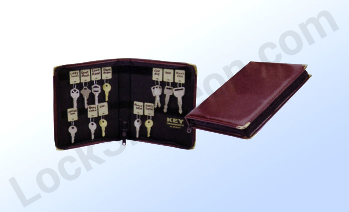 Portable zippered key case with a 24 key capacity.
