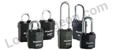 Master lock all-weather high-security padlocks.