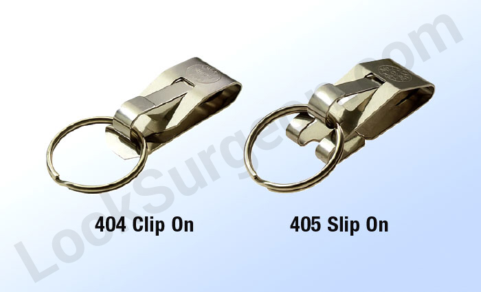 Secure-a-key and Slip-on key clips spring stainless steel product stays securely clipped to belt.