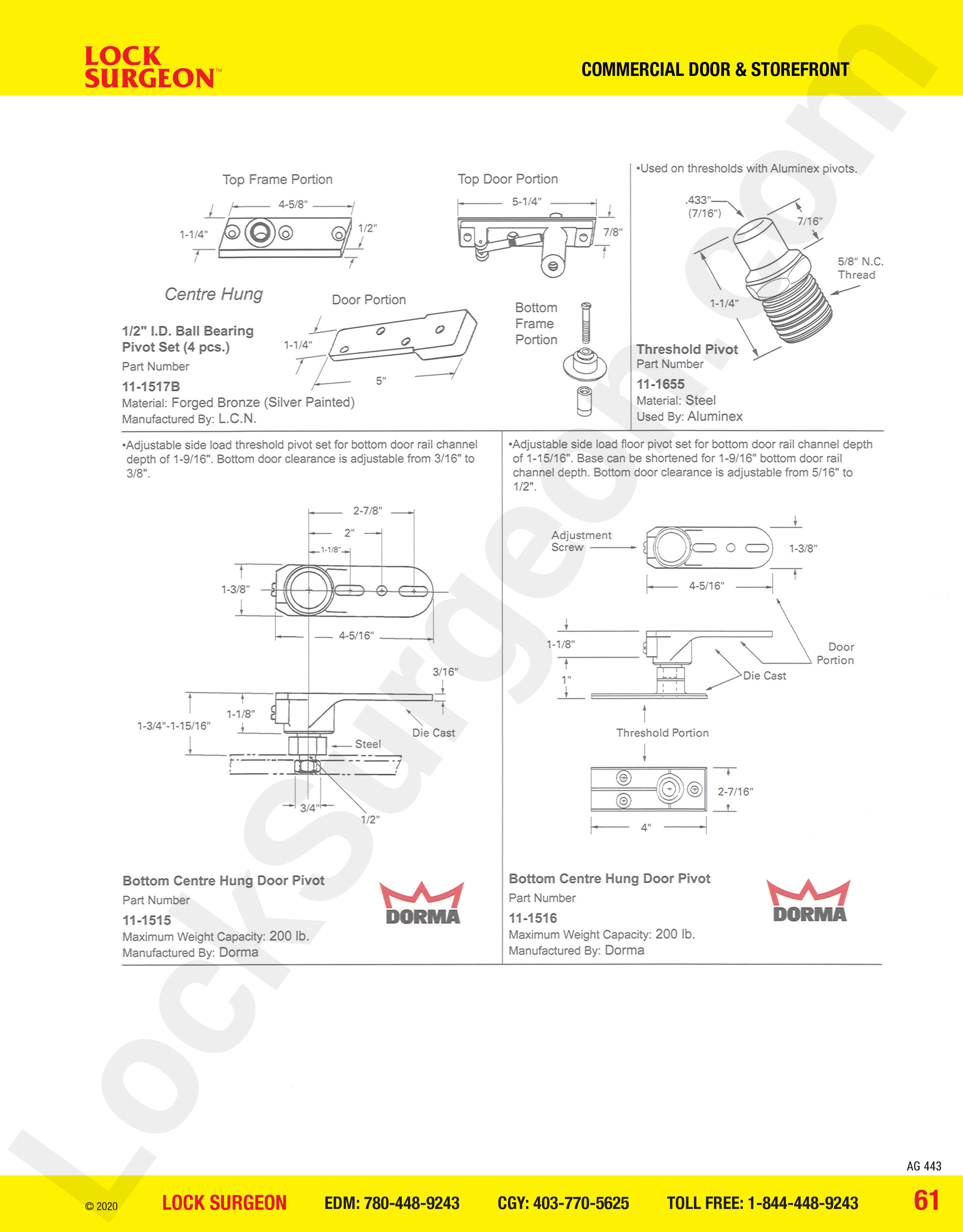 Commercial Door and Storefront parts for commercial door threshold