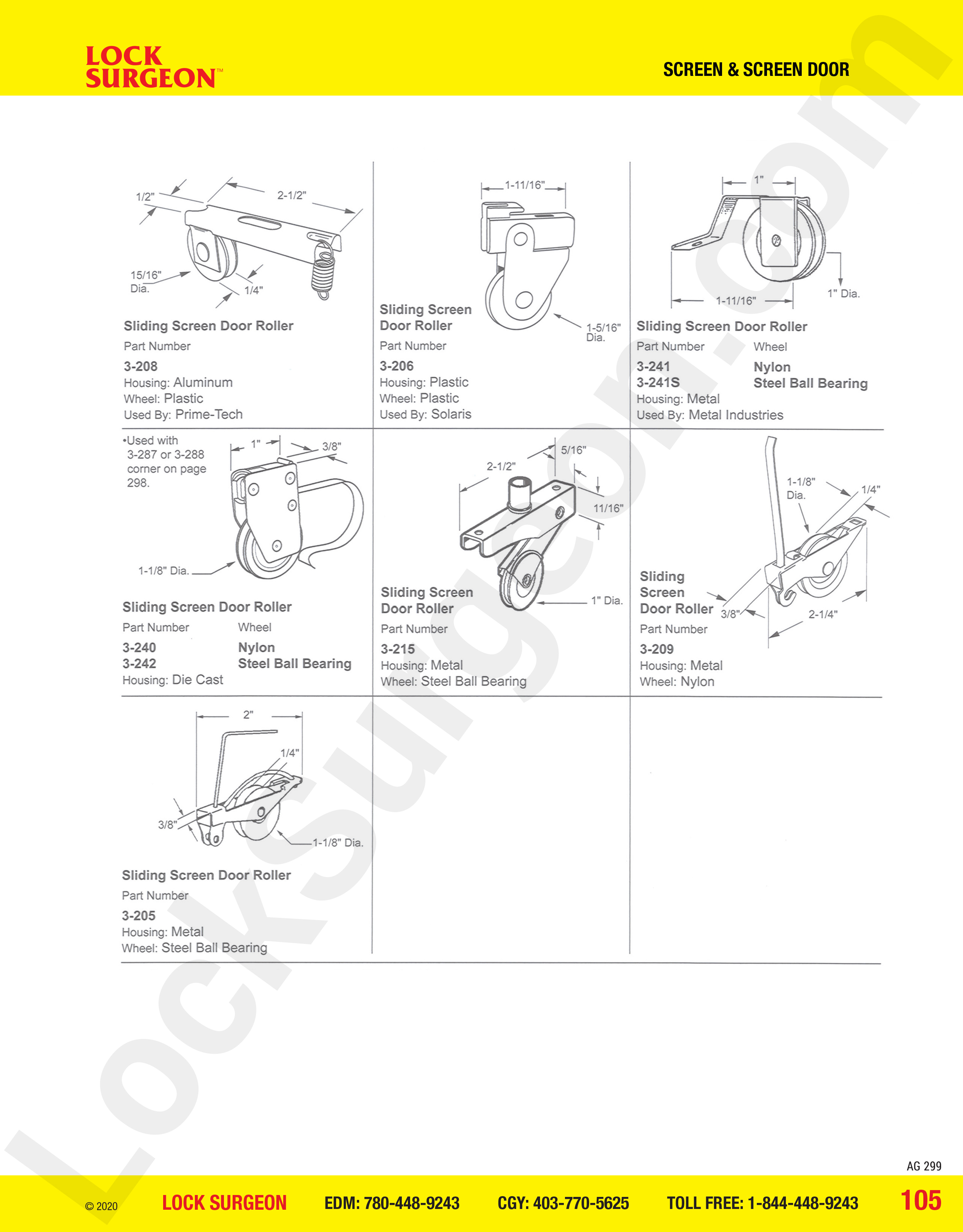 Screen Door sliding screen door rollers for Prime-tech Solaris Metal Industries at Lock Surgeon.