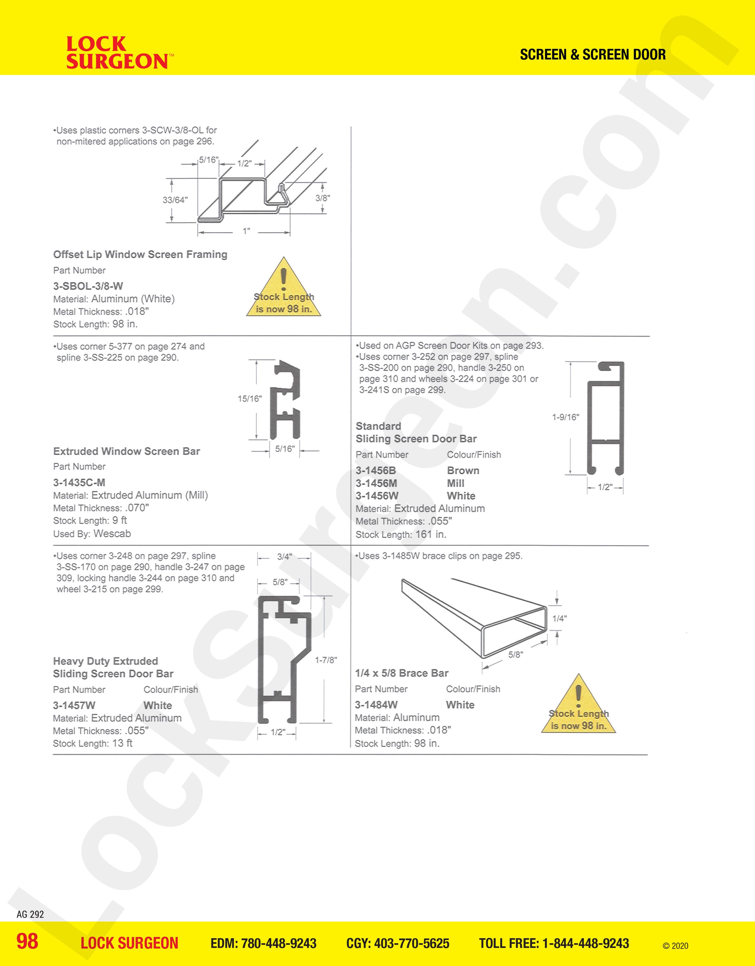 Framing for offset lip window extruded window standard sliding screen door & heavy-duty extruded. 