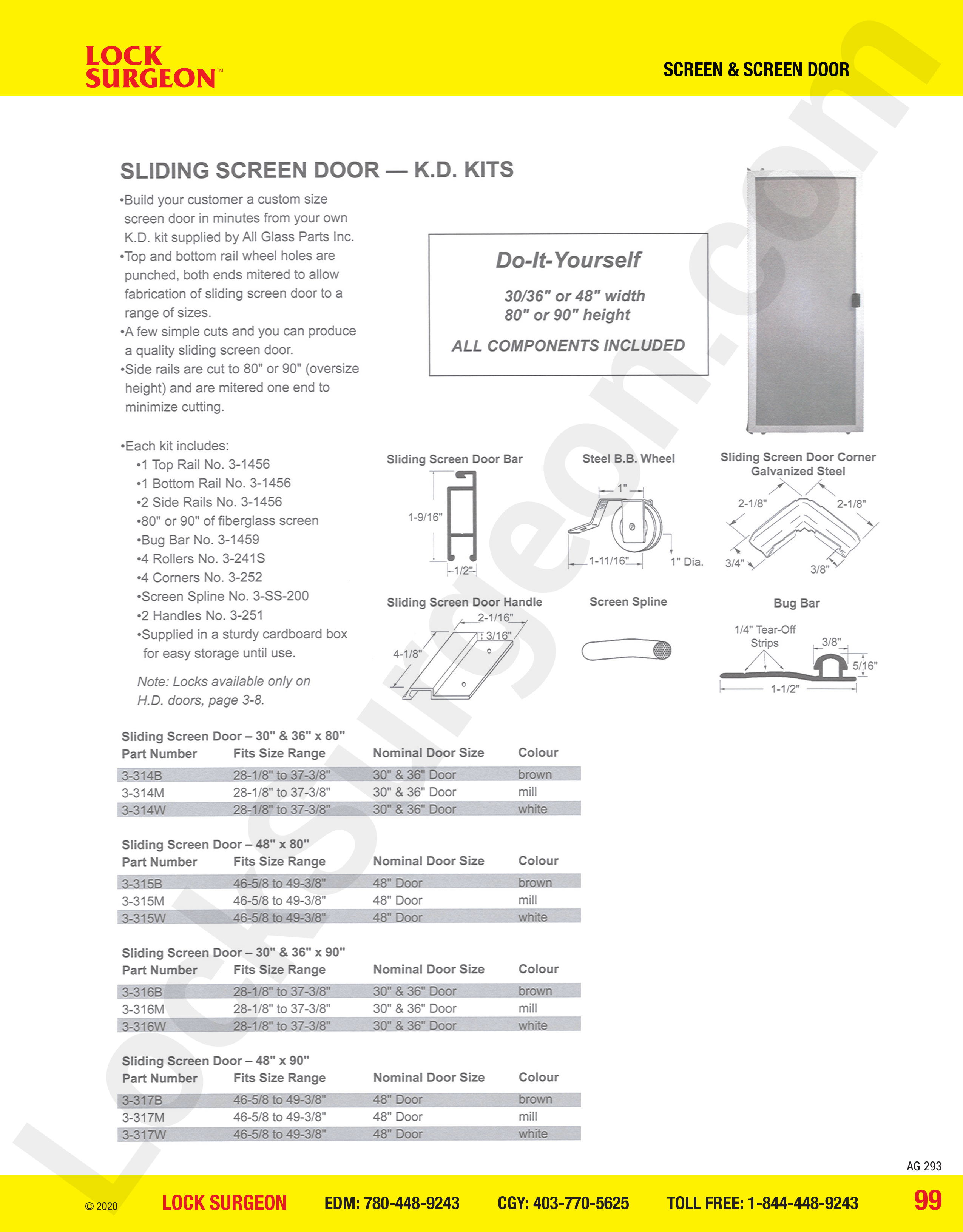Lock Surgeon Edmonton South sliding screen door kits all components included.