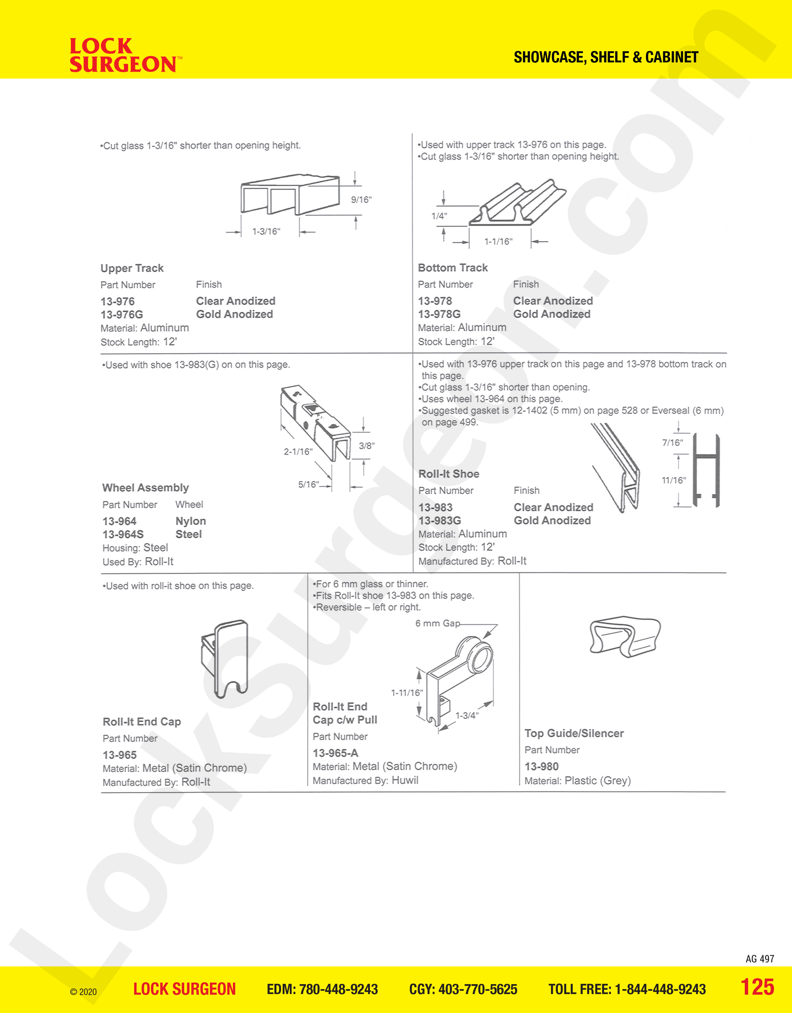 Showcase shelves & cabinet tracks & assemblies supplied & installed by Lock Surgeon Edmonton South.