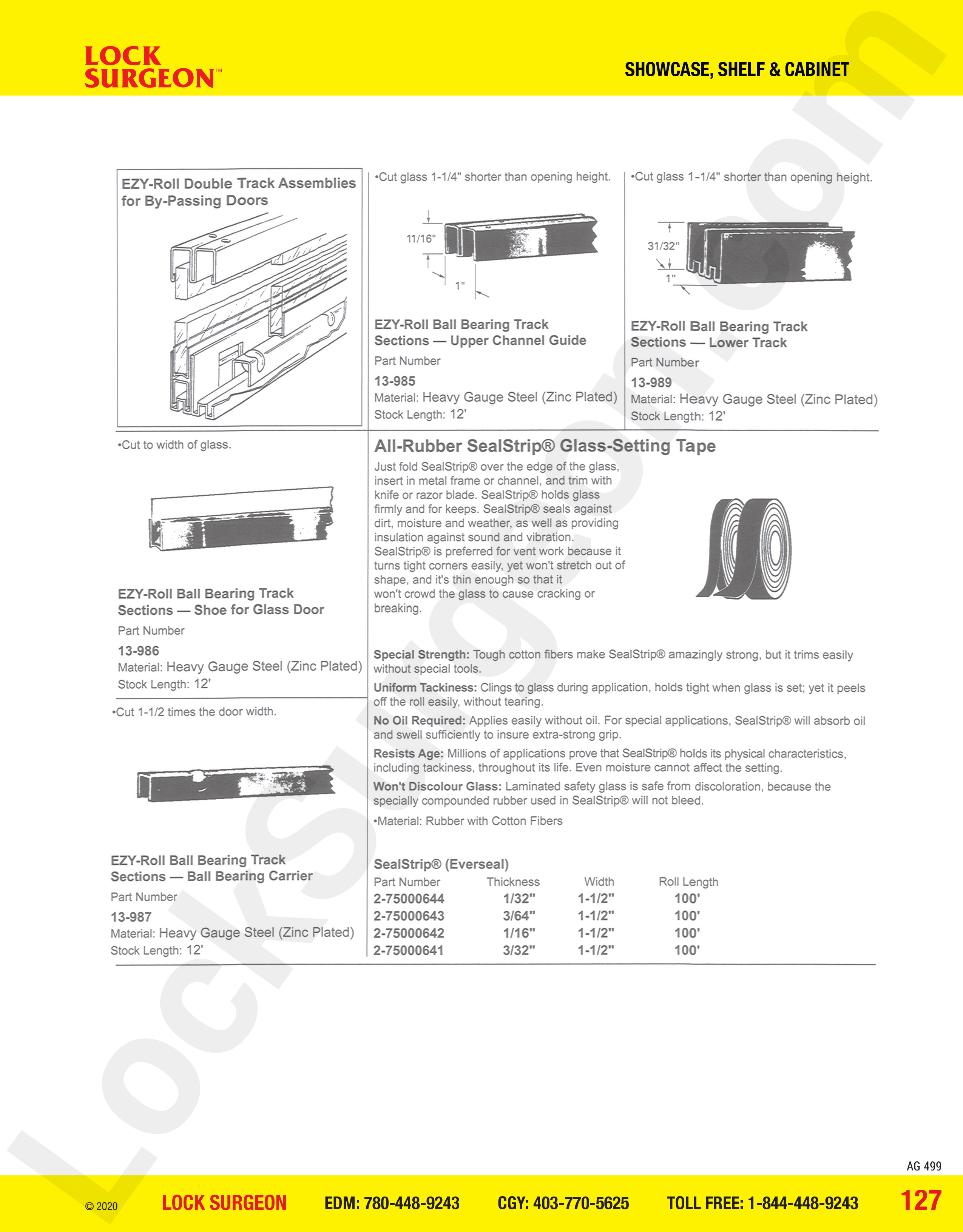 Showcase shelves & cabinet parts for EZE-Roll sold & installed by Lock Surgeon Edmonton South.