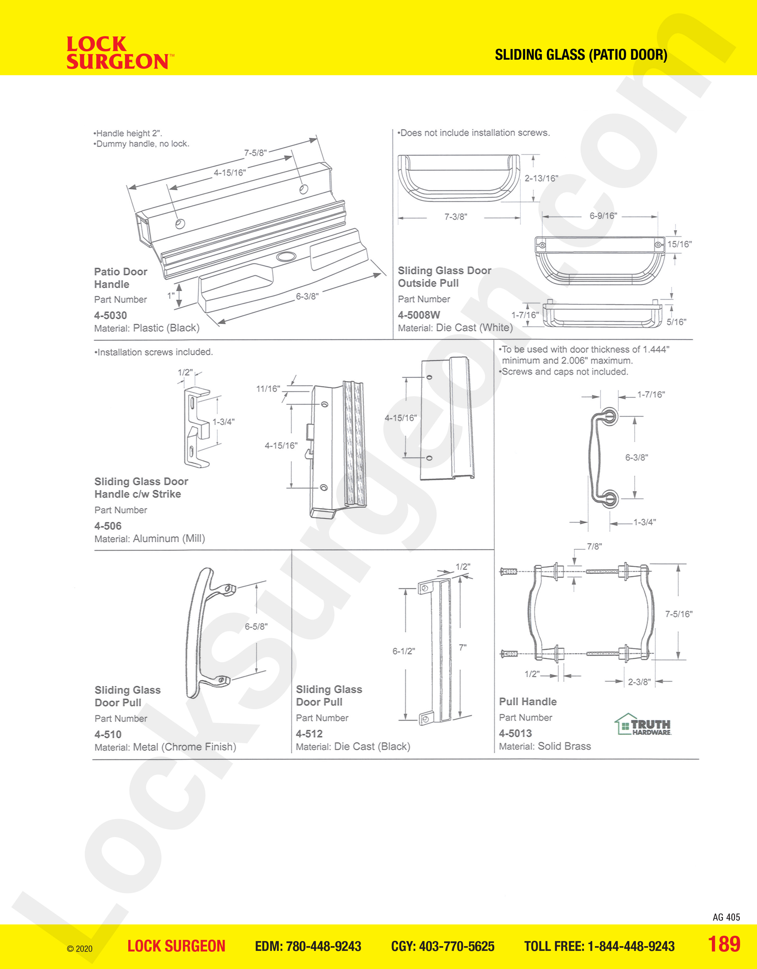 Edmonton South Sliding Glass Patio Door pulls supplied & installed by Lock Surgeon mobile techs.