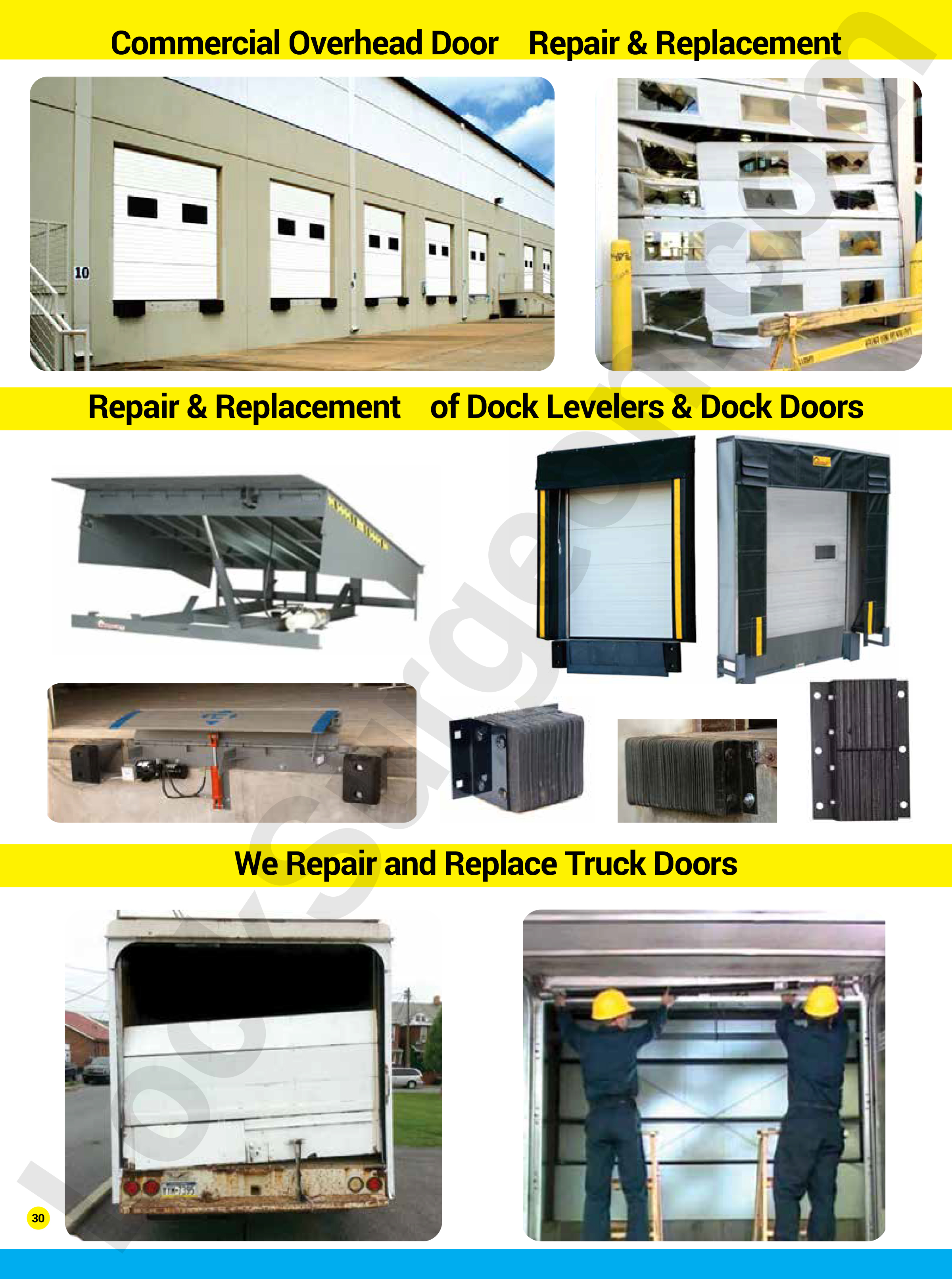 Commercial Overhead Door Loading Dock Leveler Truck Roll-up Door Repair or Replacement Lock Surgeon.