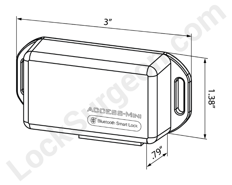 Bluetooth access-mini measurement illustration.