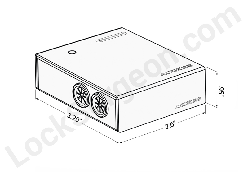 Access control electro-mechanical box measurement illustration