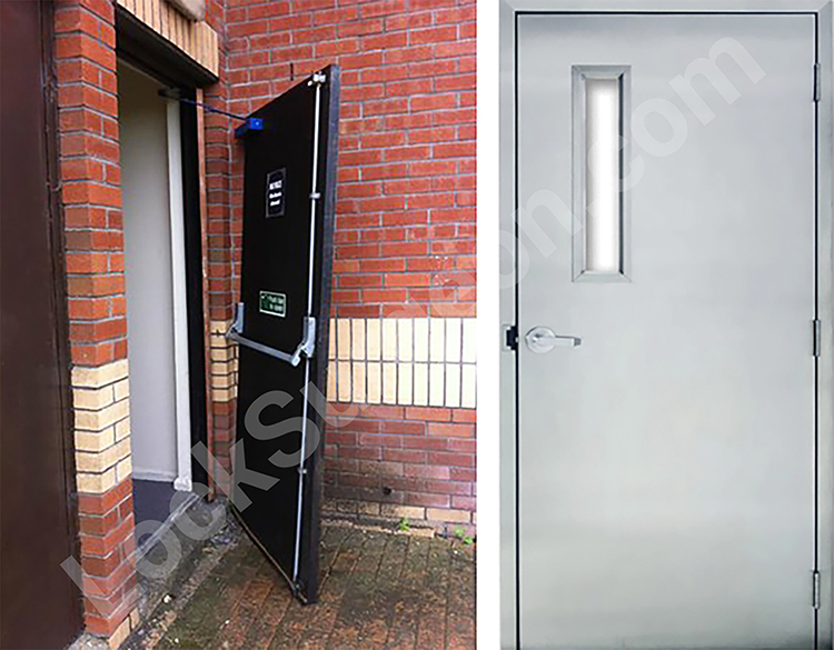 Commercial door break-in repair and replacement by mobile Lock Surgeon Edmonton South technicians.