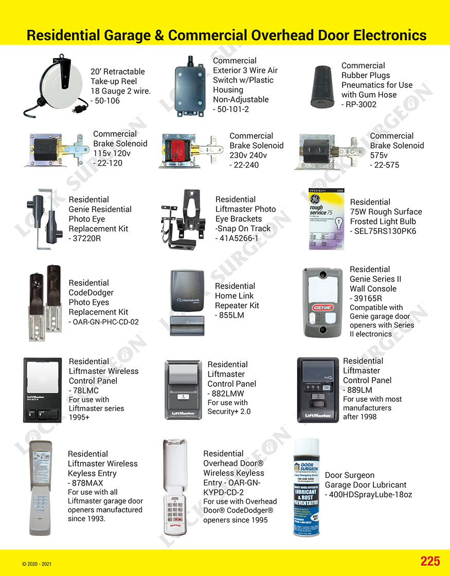 Edmonton South residential garage door and commercial overhead door opener parts.